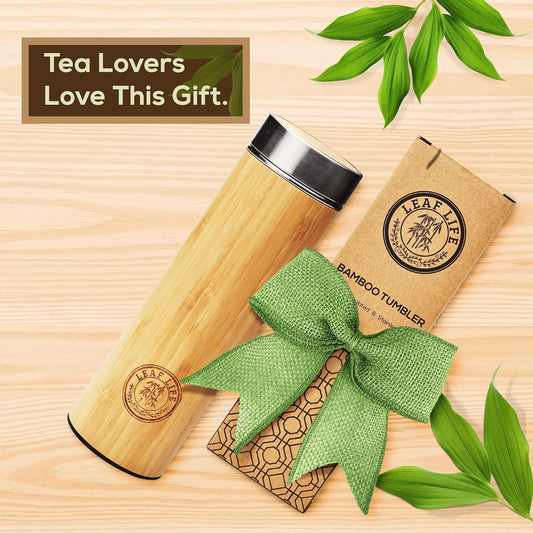 Premium Bamboo Tea Tumbler with Infuser for Loose Leaf Tea