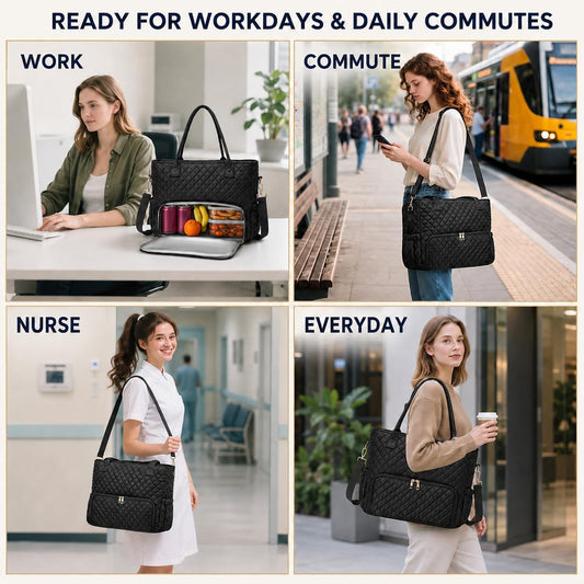 3-in-1 Insulated Lunch & Laptop Work Tote for Women, 15.6-Inch