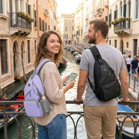 Crossbody Sling Bag,Small Backpack Men,Hands-Free Shoulder Daypack
