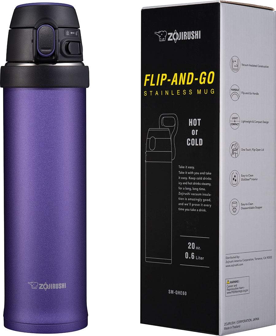 SM-QHE60GK, Flip-and-Go Stainless Mug, 20-Ounce, Teal