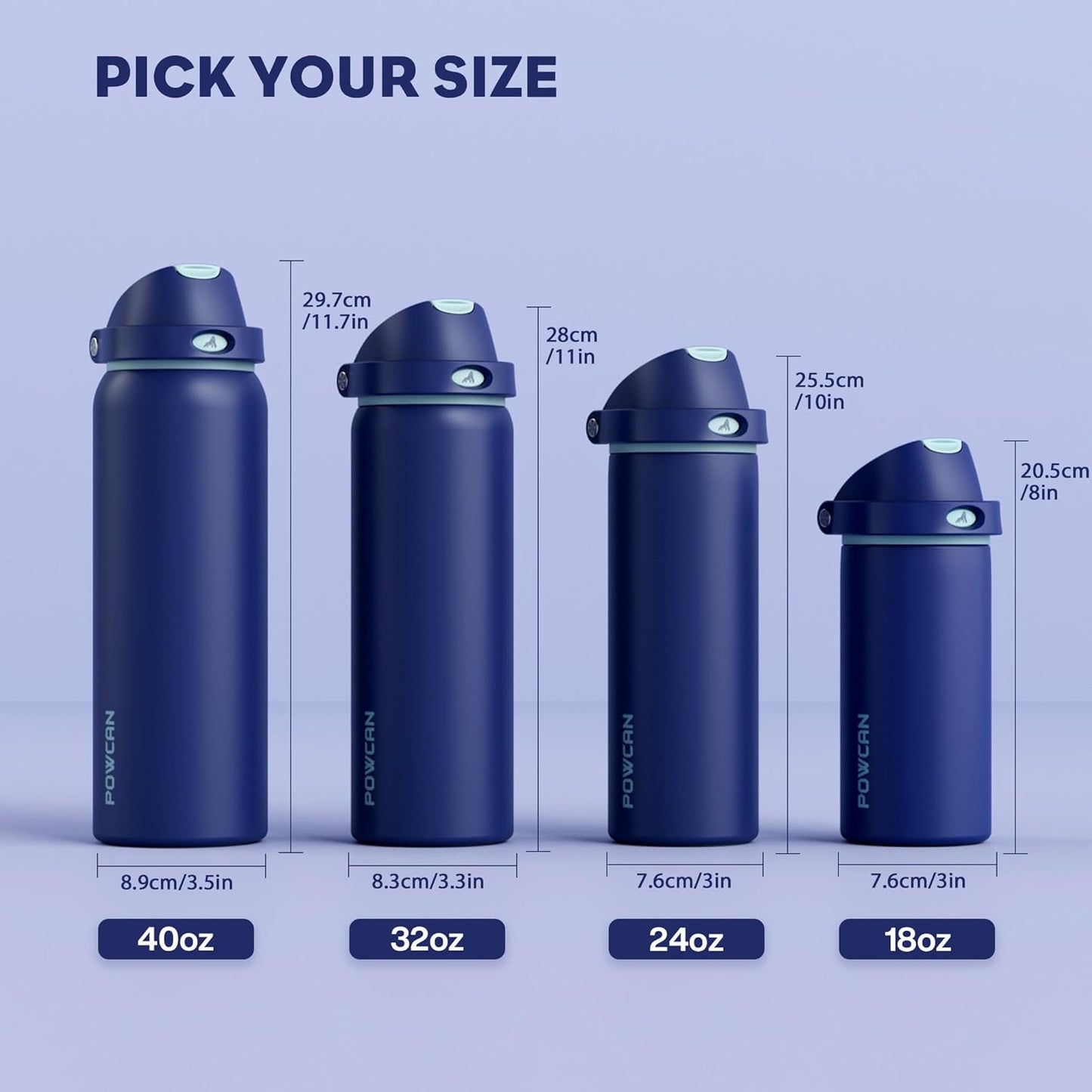24 oz Stainless Steel Water Bottle: 2-in-1 Push-Button Spout & Quick-Flip Straw, Leakproof, Cold 24Hrs, Fits Car Cup Holder, Insulated Vacuum Flask for Sports, Trip, School Gift (Storm Hammer) - Colors A
