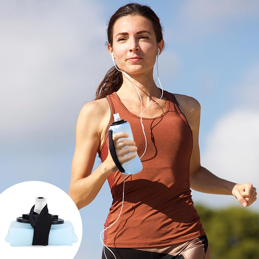Soft Flask 11.8oz/350ml, Soft Silicone Quick Grip Chill Handheld Water Bottle Collapsible for Running Hydration Morning Jogging Climbing Cycling Sports Activity (Blue)
