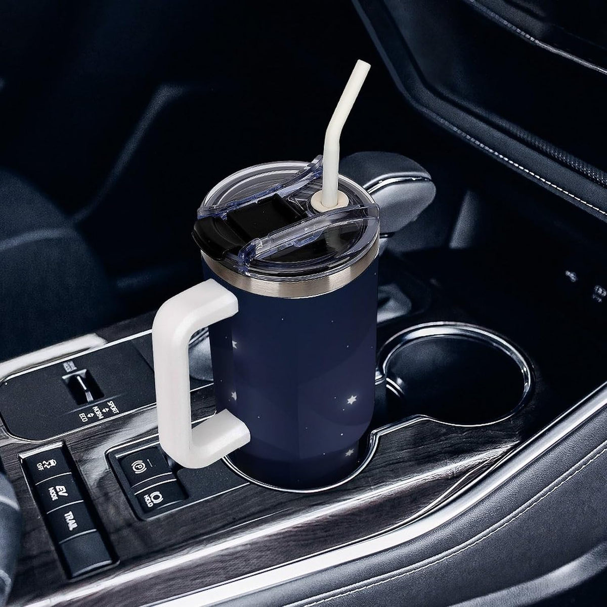 Leakproof Tumbler Vacuum Sealed Car Holder Friendly For Travel Simple Minimalist White Poppy Flower Pattern Coffee Mug Light Rose Red-style-27 - Colors B
