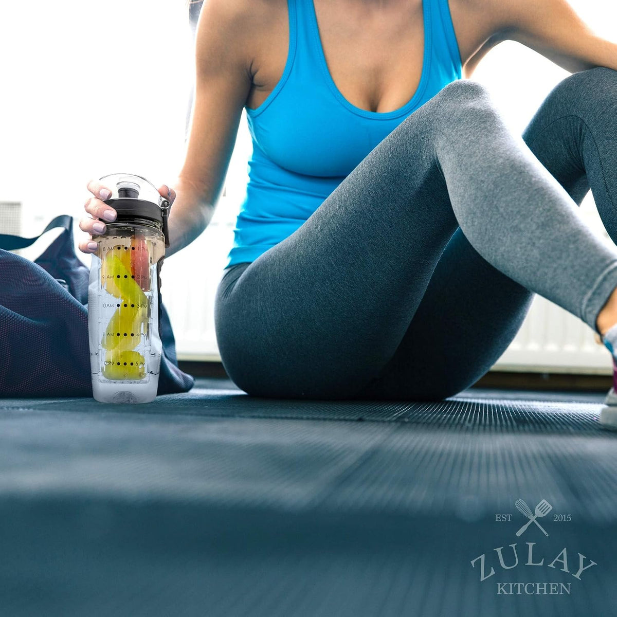 Zulay Fruit Infuser Water Bottle - 34oz - Leakproof With Full-Length Infusion Rod - Men Women's Ideal Fitness Gift Or For Gym, Camping