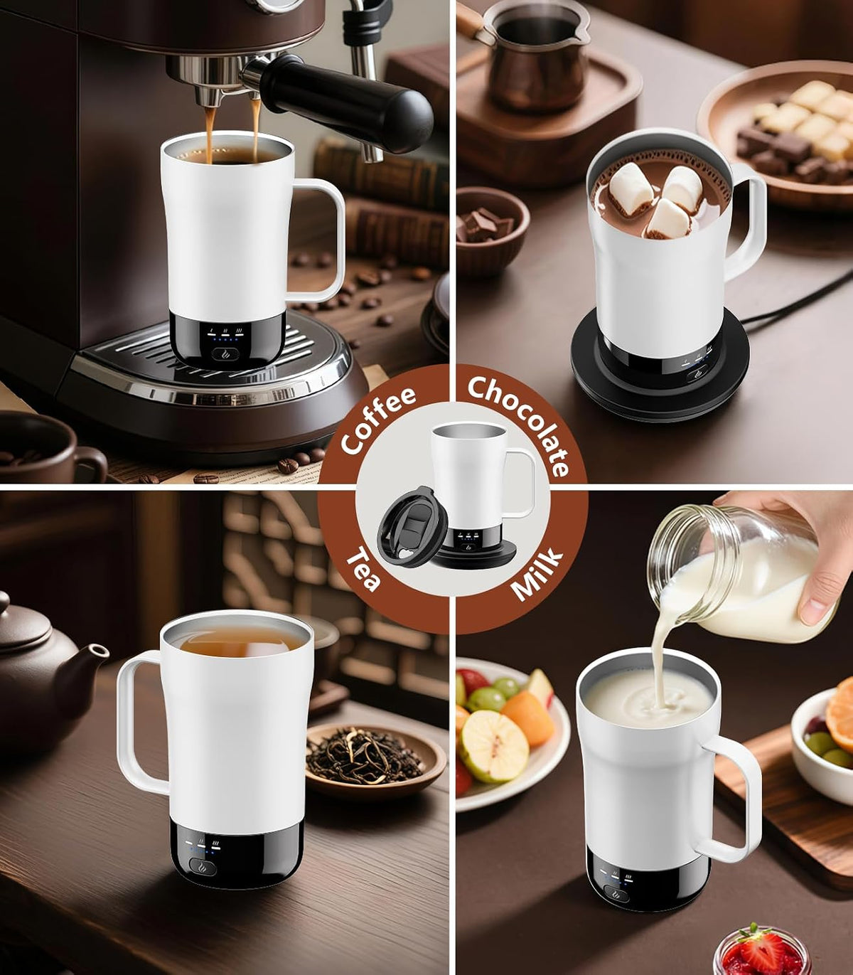Self-Heating Coffee Mug, 14oz Heated Coffee Mug - Rechargeable Temperature Control Coffee Mug Keep Coffee Hot, Smart Mug Great Gift for Coffee Lovers & Slow Sippers