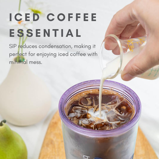 24oz Plastic Tumbler Cup, Lid & Straw, Iced Coffee, Purple Butterfly