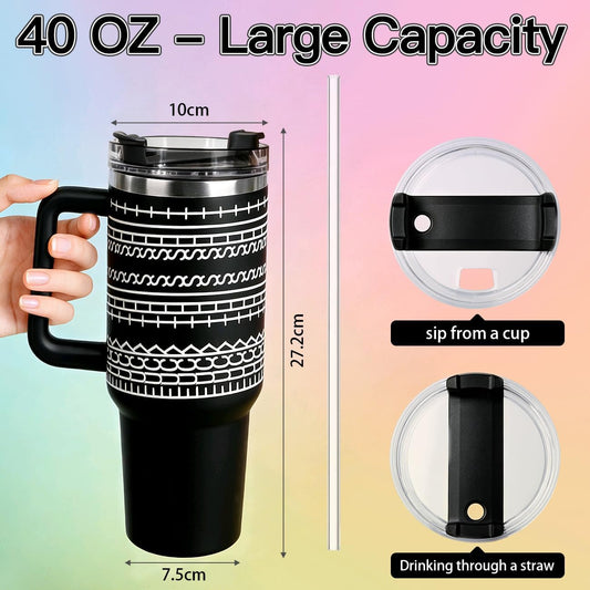 40oz Stainless Steel Insulated Tumbler With Lids And Straws, Travel Tumbler