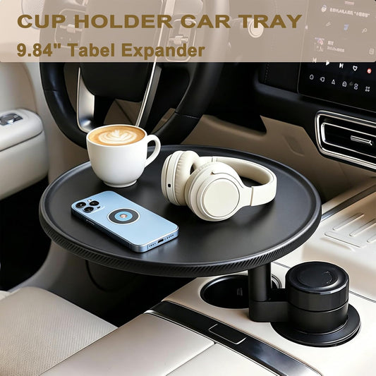 Cup Holder Car Tray, Car Cup Holder Tray Table for Snak Dining & Work, Universal Swivel Arm fit for Most Vehicles (Plastic)