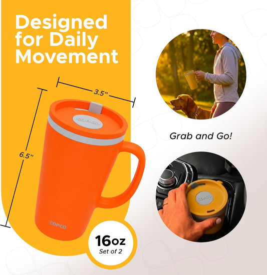 Cone Desk Mugs, 16 Oz - Orange & Mustard, Set of 2