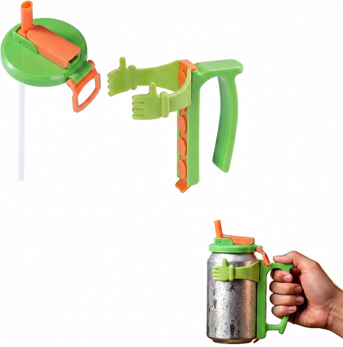 Soda Can Lids and Holders Soda Can Lids with Straw, Can Holder with Handle for Soda Beer,Free Easy to Hold Drink