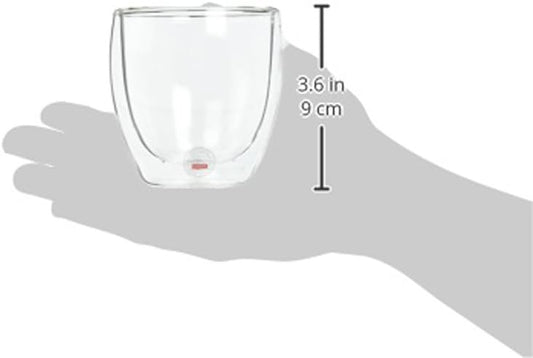 8oz Pavina Double Wall Glasses, High Heat Borosilicate Glass, Set of 2, Clear