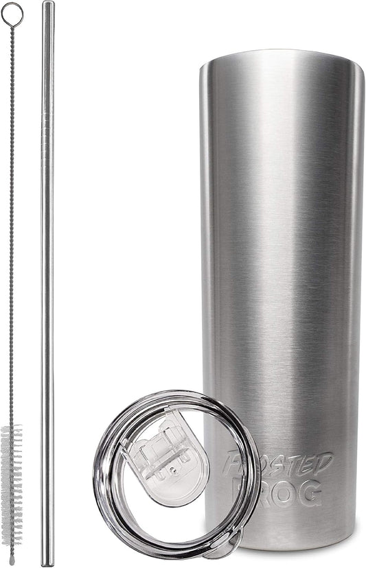 20oz Stainless Steel Slim Tumbler Vacuum Insulated with Straw