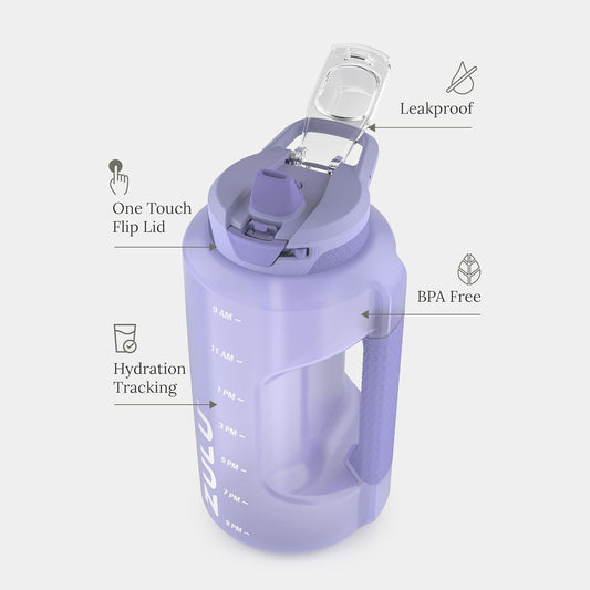 Goals 64oz BPA-Free Plastic Water Bottle with Time Markers, Violet