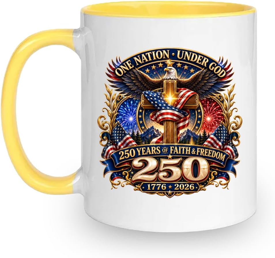 250th Anniversary USA Coffee Mug Patriotic 1776 to 2026 American Ceramic Cup 11 oz 4th of July Independence Day Tea Coffee Gift Men Women
