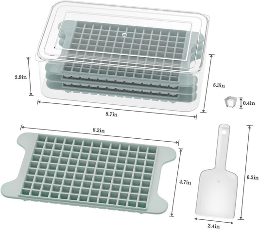 Mini Ice Cube Tray for Freezer: Nugget Ice Cube Tray with Bin - Crushed Ice Tray Making 4×117 PCS Icecube - Easy Release Iced Maker Trays