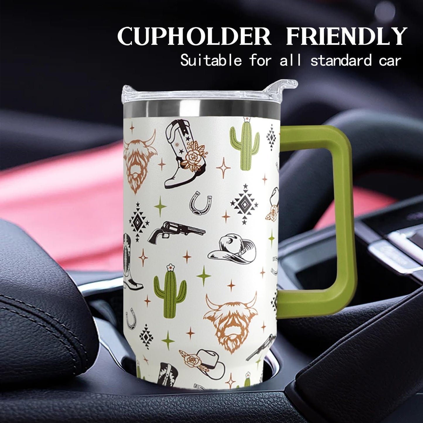 Ceovfoi 40 Oz Leopard & Zebra Print Tumbler With Handle, Lid & Straw - Insulated Travel Coffee Mug Water Bottle, Animal Print Gifts for Women Men
