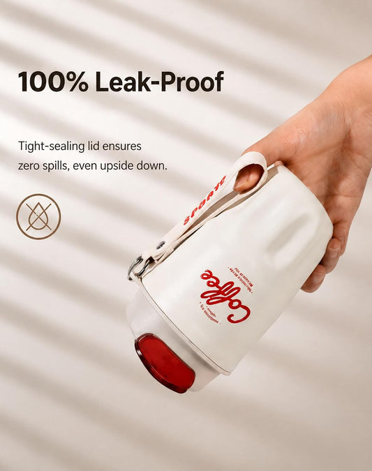 Octagonal Stainless Steel Vacuum Insulated Coffee Mug with Lid & Handle | Portable Travel Coffee Cup for Hot and Cold Drinks. Durable Leakproof Thermal Bottle for Outdoor Adventure & Daily Office