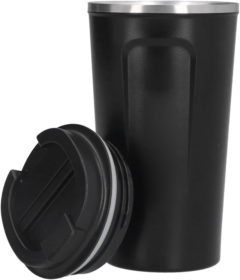 510ml Black Stainless Steel Vacuum Insulated Coffee Mug Double Wall Travel Cup with Leak-Proof Lid for Car Commute