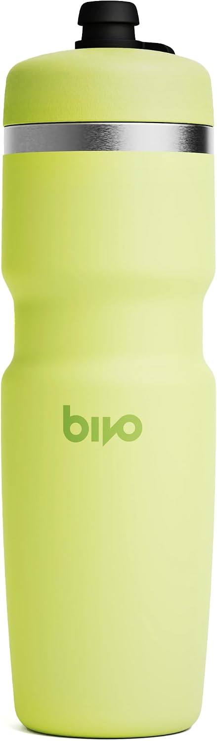 Bivo Trio 21oz Insulated Stainless Steel Bike Water Bottle - for Cycling - Fits Most Cages, Dishwasher Safe - Keeps Drinks Cold 12+ Hours - True Blue
