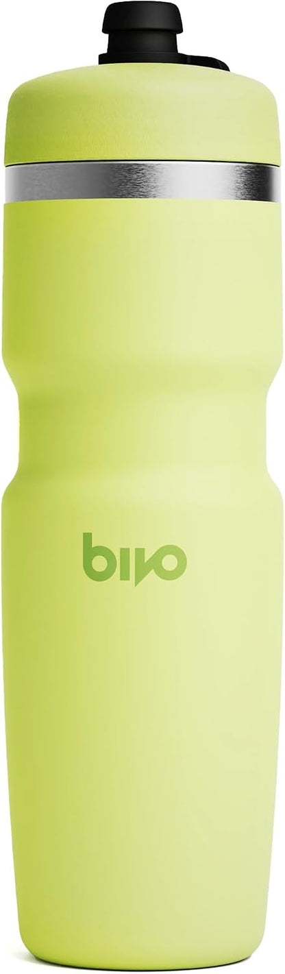 Bivo Trio 21oz Insulated Stainless Steel Bike Water Bottle - for Cycling - Fits Most Cages, Dishwasher Safe - Keeps Drinks Cold 12+ Hours - True Blue