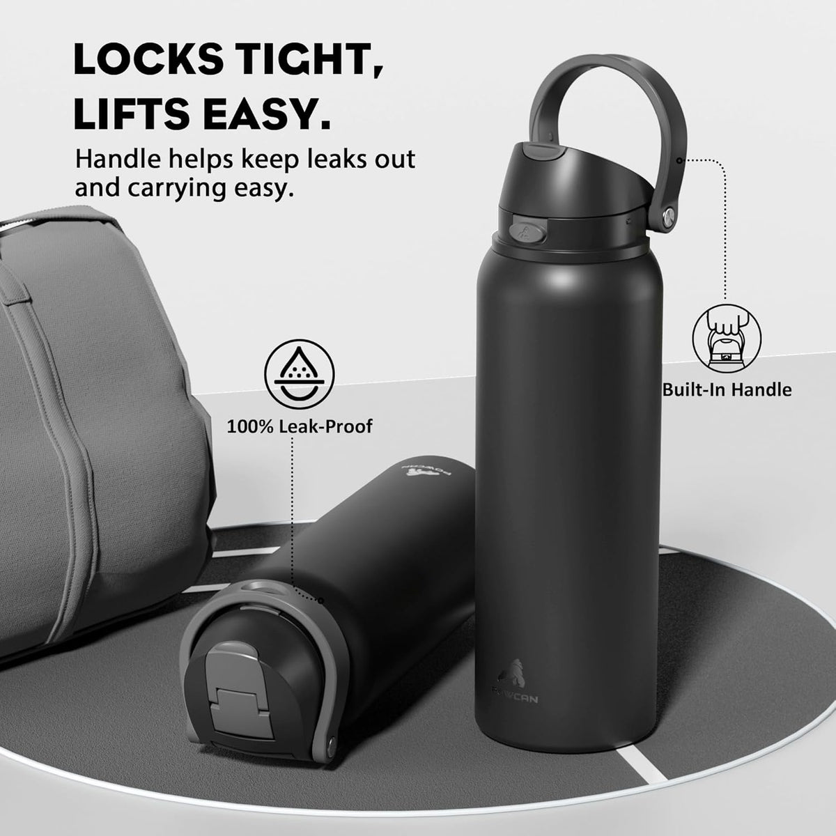 24 oz Travel Water Bottle: 2-in-1 Push-Button Spout & Quick-Flip Straw, Leakproof, Cold 24Hrs, Fits Car Cup Holder, Stainless Steel Cup for Sports, School, Commute, Camping (Mouse's Mischief) - Colors B