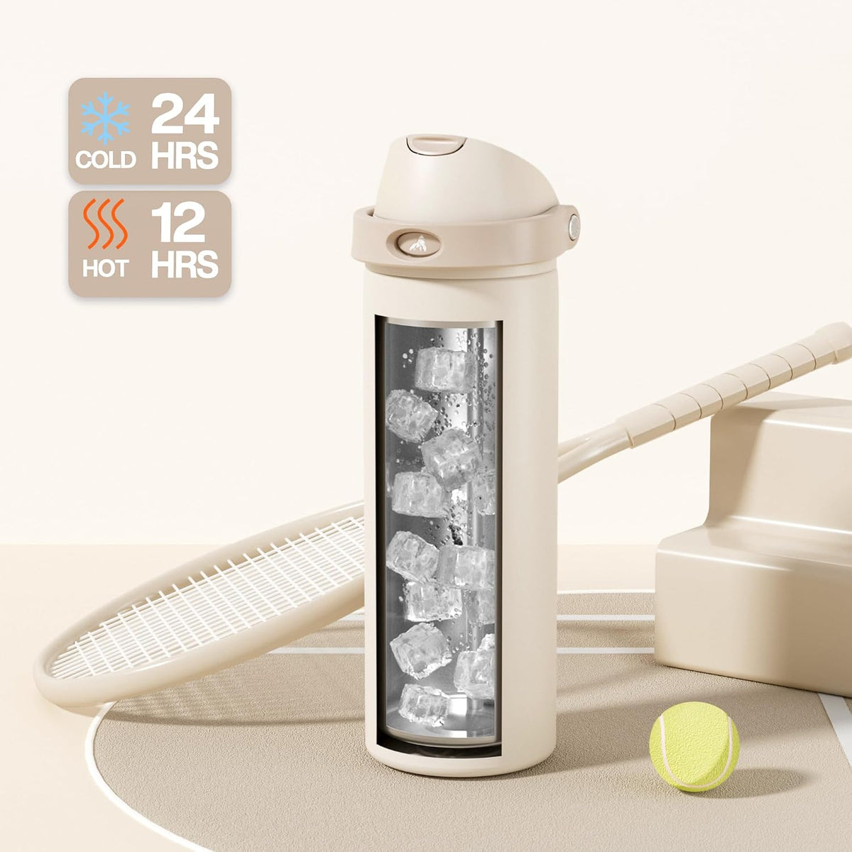 24 oz Travel Water Bottle: 2-in-1 Push-Button Spout & Quick-Flip Straw, Leakproof, Cold 24Hrs, Fits Car Cup Holder, Stainless Steel Cup for Sports, School, Commute, Camping (Mouse's Mischief) - Colors B