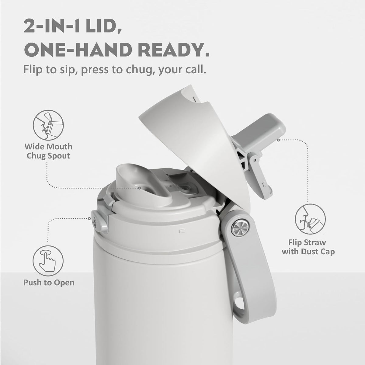 24 oz Travel Water Bottle: 2-in-1 Push-Button Spout & Quick-Flip Straw, Leakproof, Cold 24Hrs, Fits Car Cup Holder, Stainless Steel Cup for Sports, School, Commute, Camping (Mouse's Mischief) - Colors B