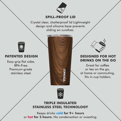 Classic Tumbler 24 oz Triple Insulated, Cacao | Cold Up to 9 Hours, Hot Up to 3 Hours, Triple Insulated, Sliding Lid, Cupholder Friendly, Non-Slip Bottom