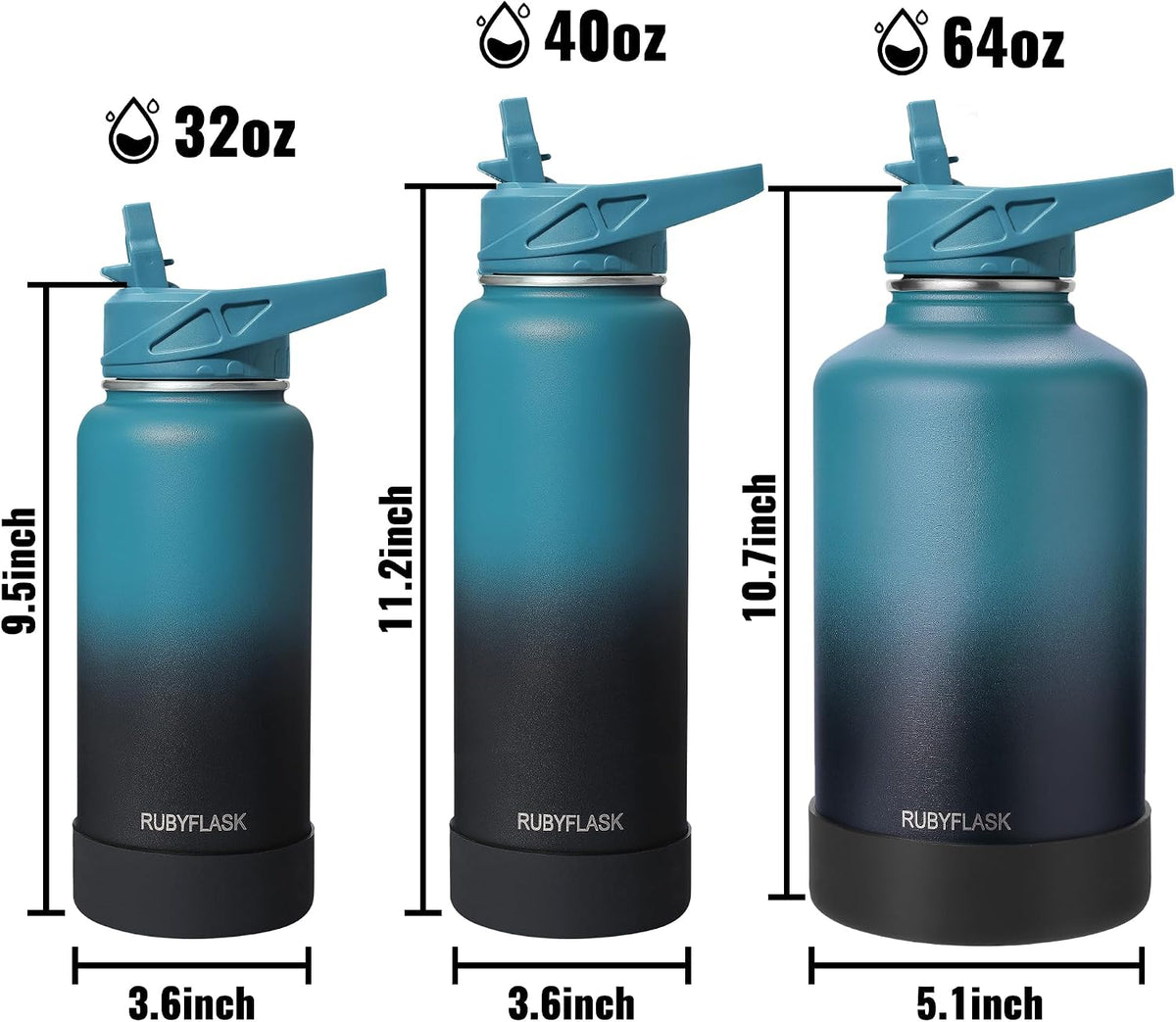 32 oz Insulated Stainless Steel Water Bottle with Straw