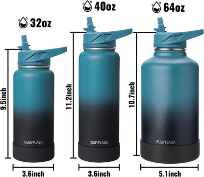 32 oz Insulated Stainless Steel Water Bottle with Straw