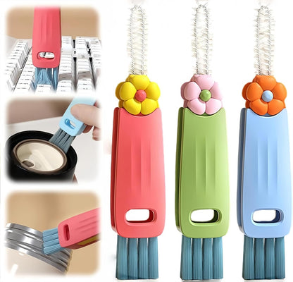 3 in 1 Bottle Cleaning Brush Set, Multifunction Silicone Cup Lid Gap Cleaner, Home Kitchen Crevice Cleaning Tools, Cute Colorful Rabbit，