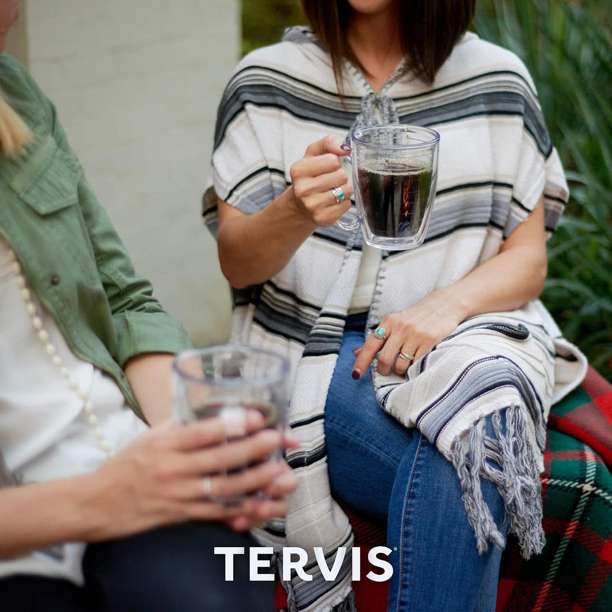 Tervis Clear & Colorful Tabletop Made in USA Double Walled Insulated Tumbler Travel Cup Keeps Drinks Cold & Hot, 16oz Mug, Clear | Double-wall insulation, keeps drinks hot or cold, made in USA