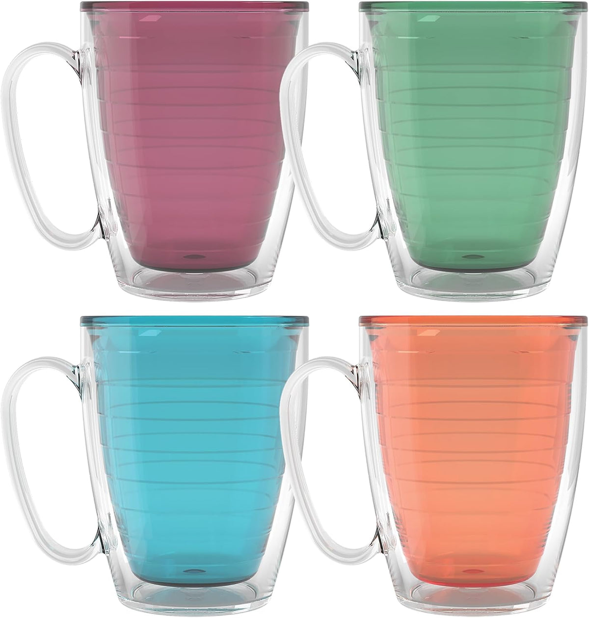 Tervis Clear & Colorful Tabletop Made in USA Double Walled Insulated Tumbler Travel Cup Keeps Drinks Cold & Hot, 16oz Mug, Clear | Double-wall insulation, keeps drinks hot or cold, made in USA