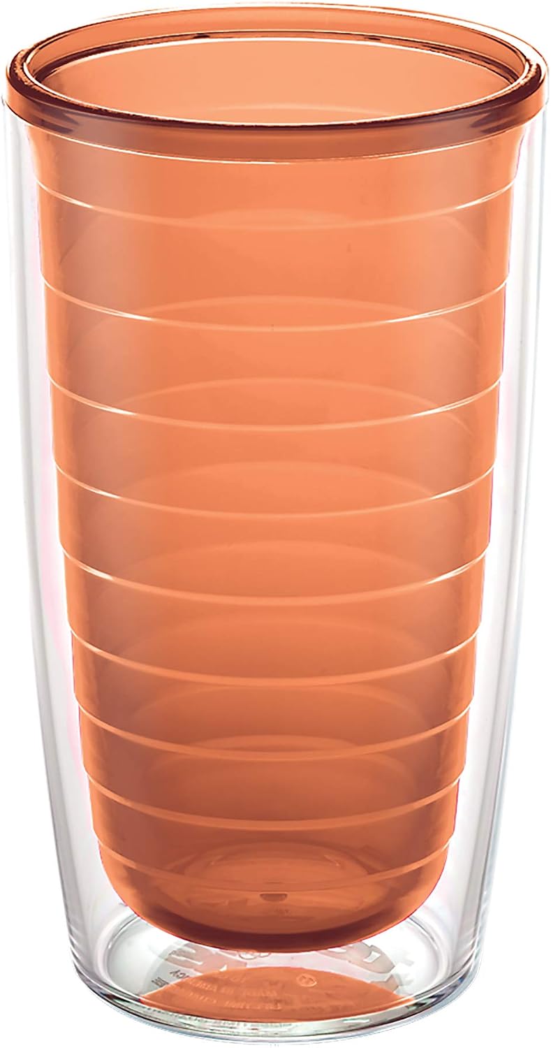 Tervis Clear & Colorful Tabletop Made in USA Double Walled Insulated Tumbler Travel Cup Keeps Drinks Cold & Hot, 16oz Mug, Clear | Double-wall insulation, keeps drinks hot or cold, made in USA