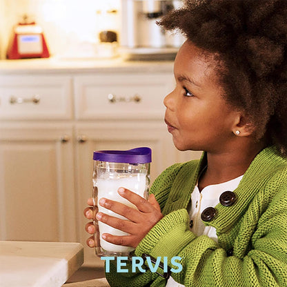 Tervis Clear & Colorful Tabletop Made in USA Double Walled Insulated Tumbler Travel Cup Keeps Drinks Cold & Hot, 16oz Mug, Clear | Double-wall insulation, keeps drinks hot or cold, made in USA