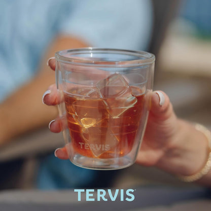 Tervis Clear & Colorful Tabletop Made in USA Double Walled Insulated Tumbler Travel Cup Keeps Drinks Cold & Hot, 16oz Mug, Clear | Double-wall insulation, keeps drinks hot or cold, made in USA