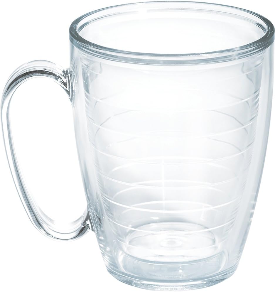 Tervis Clear & Colorful Tabletop Made in USA Double Walled Insulated Tumbler Travel Cup Keeps Drinks Cold & Hot, 16oz Mug, Clear | Double-wall insulation, keeps drinks hot or cold, made in USA