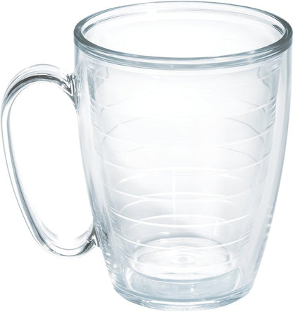 Tervis Clear & Colorful Tabletop Made in USA Double Walled Insulated Tumbler Travel Cup Keeps Drinks Cold & Hot, 16oz Mug, Clear | Double-wall insulation, keeps drinks hot or cold, made in USA