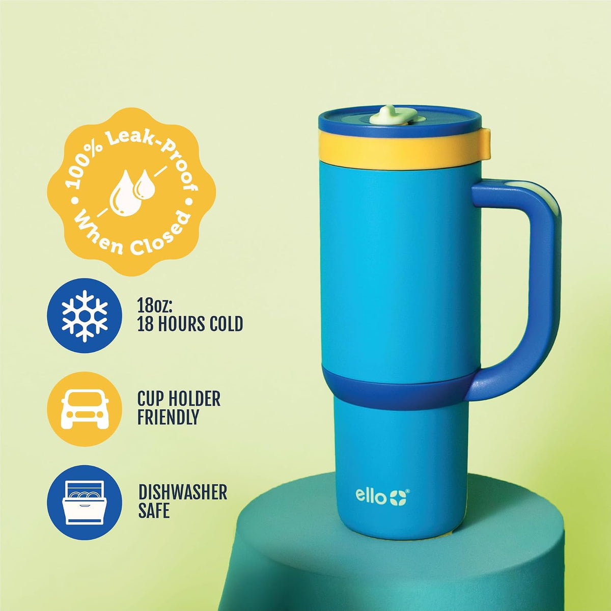 Oasis 18oz Insulated Stainless Steel Kids Tumbler with Straw, Glacier