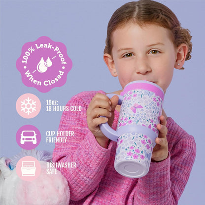 Oasis 18oz Insulated Stainless Steel Kids Tumbler with Straw, Glacier
