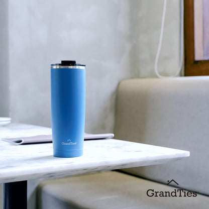 Insulated Coffee Tumbler Cup w/Tritan Lid | Leak Proof, Reusable, Double Walled Vacuum Stainless Steel Water Bottle Travel Mug | Thermal Cups for Hot and Cold Drinks | 20oz | Periwinkle