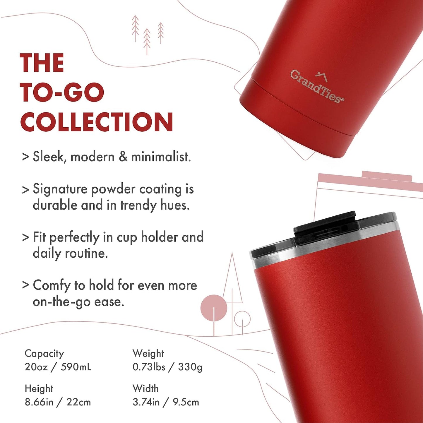 Insulated Coffee Tumbler Cup w/Tritan Lid | Leak Proof, Reusable, Double Walled Vacuum Stainless Steel Water Bottle Travel Mug | Thermal Cups for Hot and Cold Drinks | 20oz | Periwinkle