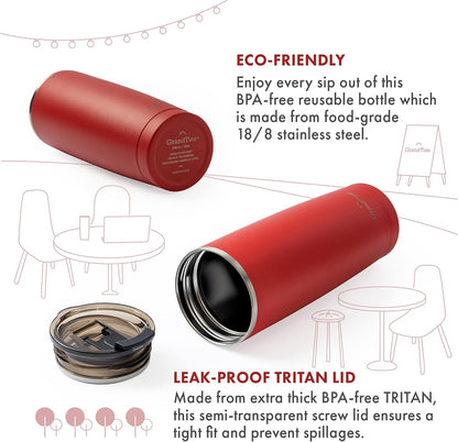 Insulated Coffee Tumbler Cup w/Tritan Lid | Leak Proof, Reusable, Double Walled Vacuum Stainless Steel Water Bottle Travel Mug | Thermal Cups for Hot and Cold Drinks | 20oz | Periwinkle