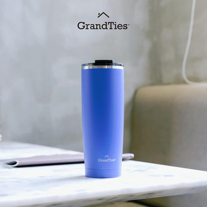 Insulated Coffee Tumbler Cup w/Tritan Lid | Leak Proof, Reusable, Double Walled Vacuum Stainless Steel Water Bottle Travel Mug | Thermal Cups for Hot and Cold Drinks | 20oz | Periwinkle