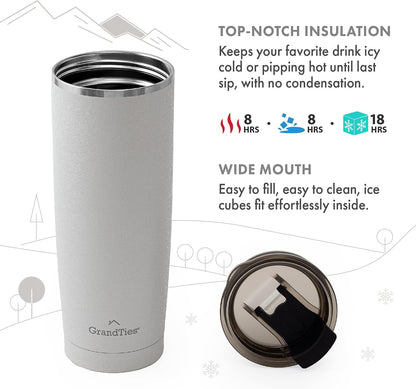Insulated Coffee Tumbler Cup w/Tritan Lid | Leak Proof, Reusable, Double Walled Vacuum Stainless Steel Water Bottle Travel Mug | Thermal Cups for Hot and Cold Drinks | 20oz | Periwinkle