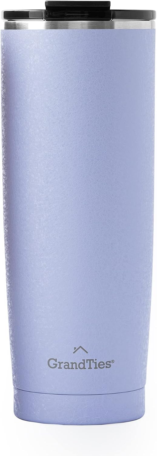 Insulated Coffee Tumbler Cup w/Tritan Lid | Leak Proof, Reusable, Double Walled Vacuum Stainless Steel Water Bottle Travel Mug | Thermal Cups for Hot and Cold Drinks | 20oz | Periwinkle