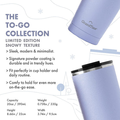 Insulated Coffee Tumbler Cup w/Tritan Lid | Leak Proof, Reusable, Double Walled Vacuum Stainless Steel Water Bottle Travel Mug | Thermal Cups for Hot and Cold Drinks | 20oz | Periwinkle