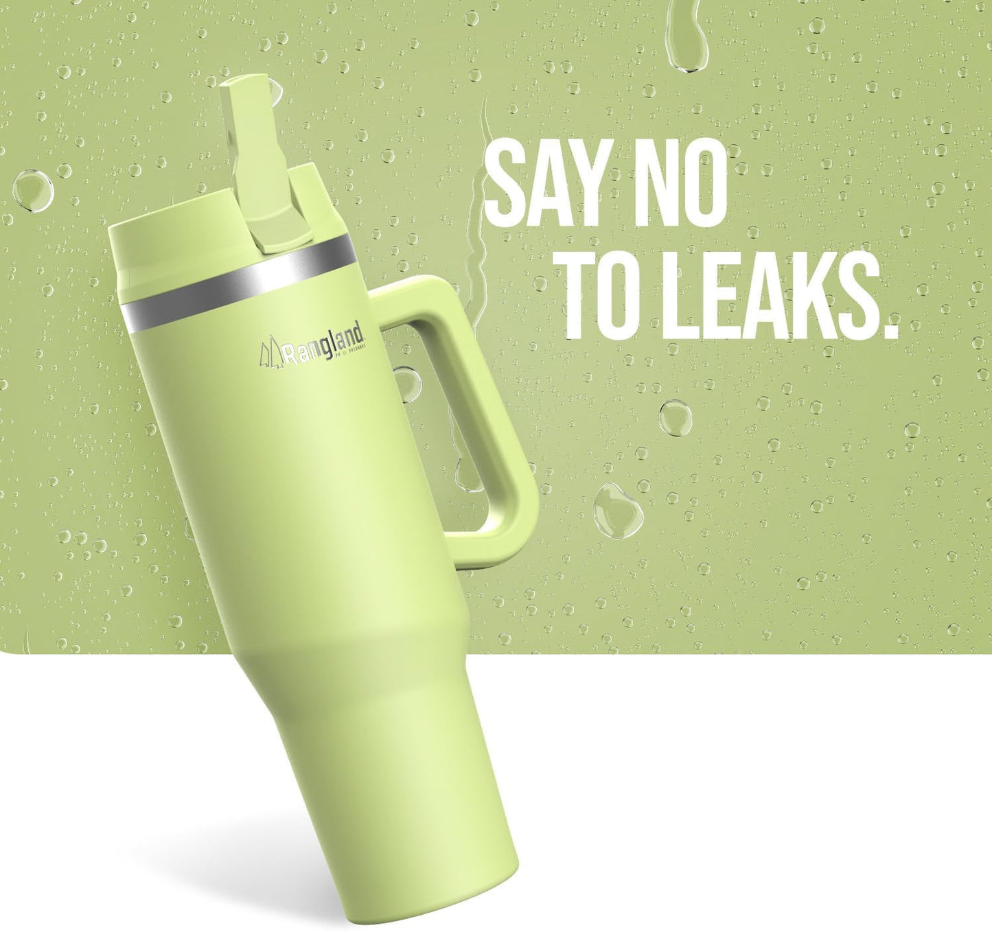 Leak-proof 40 oz Tumbler with Handle and Carrier Bag, Spill-proof Insulated Water Bottle Cup with Sport Straw Lid and Padded Hand Strap, Neoprene (Light Cream)