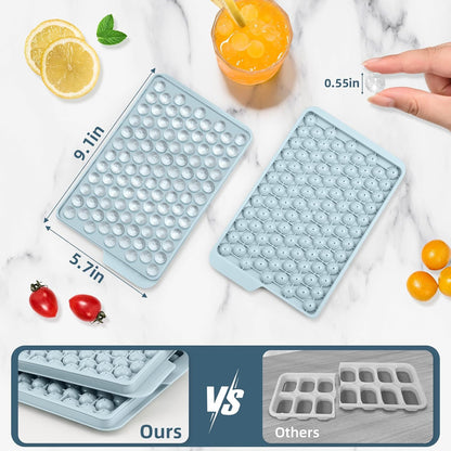 Mini Ice Cube Trays for Freezer with Lid, 0.55" Pebble Ice