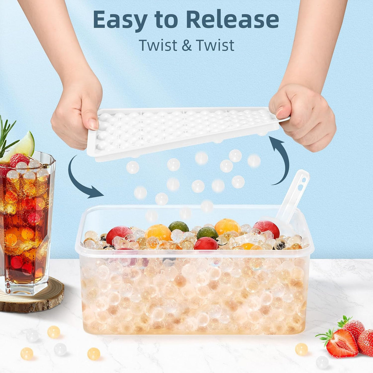 Mini Ice Cube Trays for Freezer with Lid, 0.55" Pebble Ice